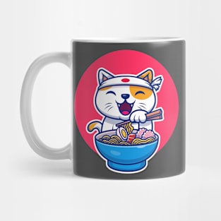 Cute Cat Eating Ramen Mug